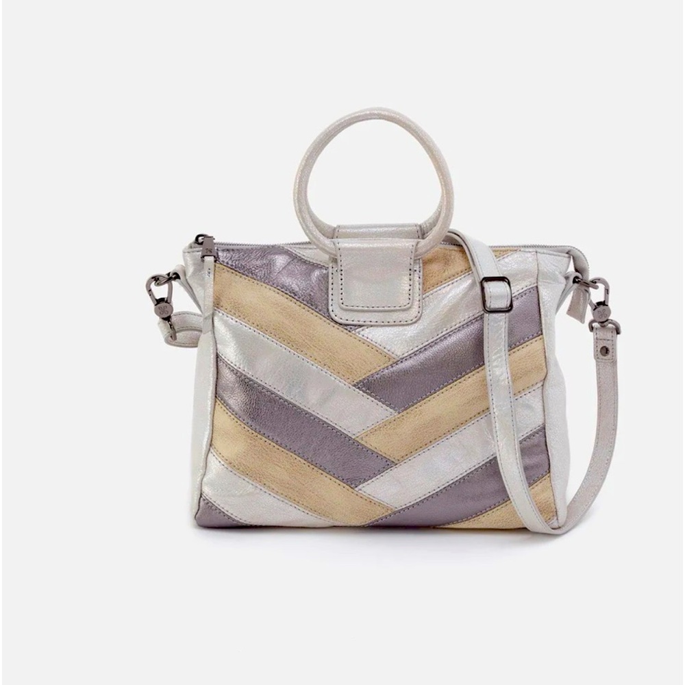 NEW HOBO sheila medium satchel in silver multi w/matching wallet!